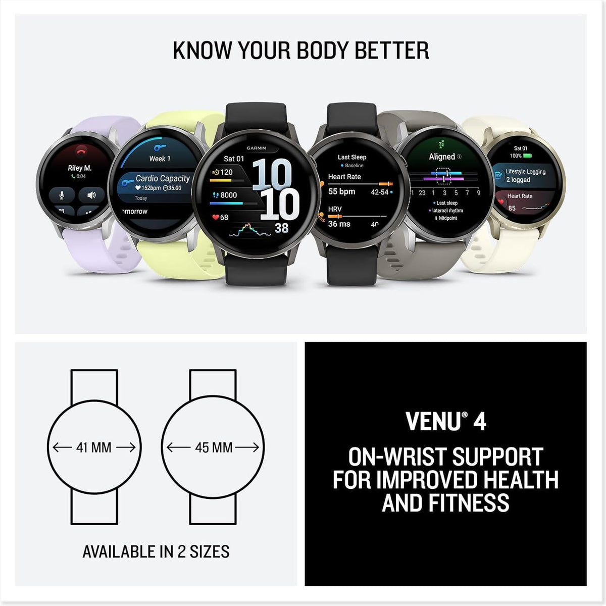 Garmin Venu 4 Premium GPS Sports Watch AMOLED Flashlight 45mm - Slate Black