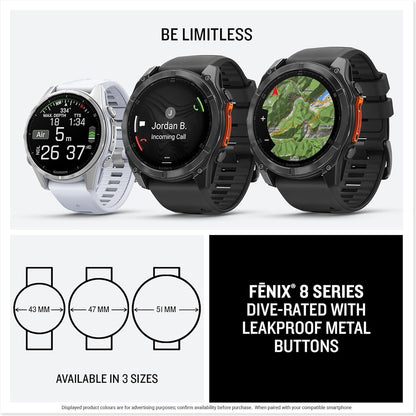 Garmin Fenix 8 Premium AMOLED GPS Smartwatch Running Watch 47MM - Black