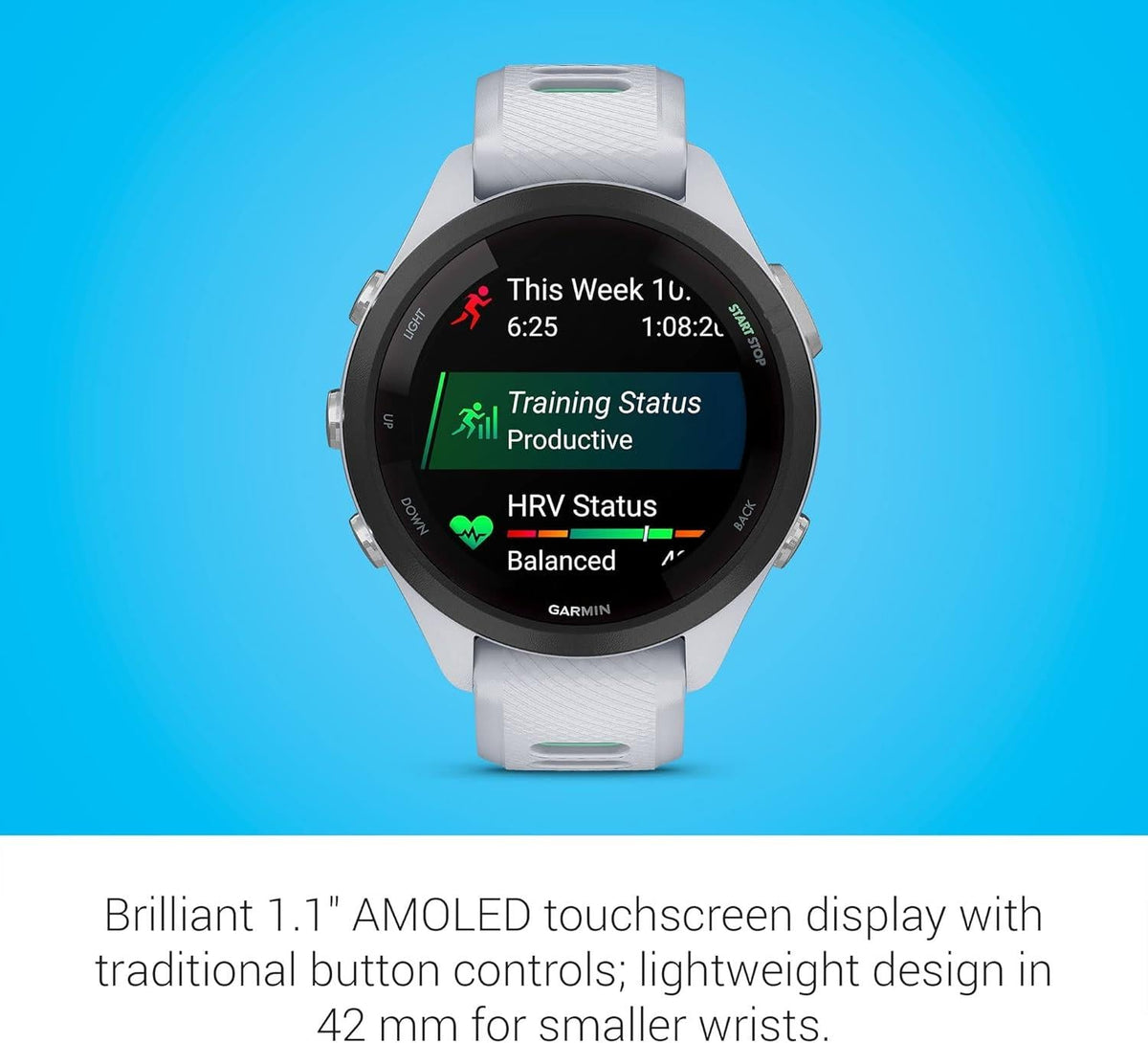 Garmin Forerunner 265S Running Smartwatch Heart Rate Monitor - Whitestone